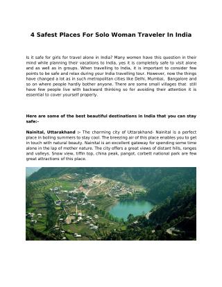 4 Safest Places For Solo Woman Traveler In India