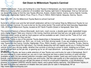 Get Down to Millennium Toyota's Carnival