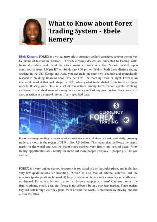 What to Know about Forex Trading System - Ebele Kemery