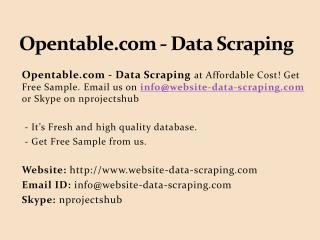 Opentable.com - Data Scraping