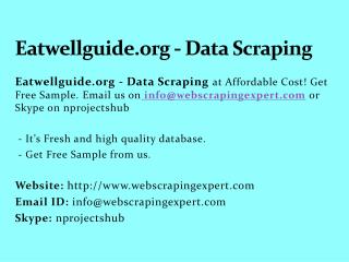 Eatwellguide.org - Data Scraping