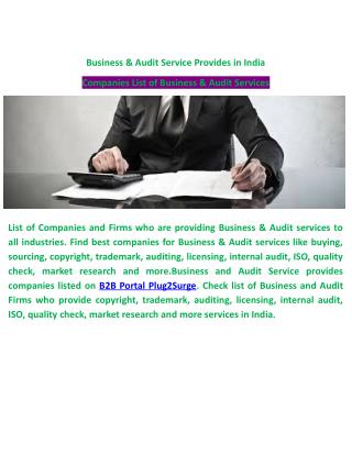 Business & Audit Service Provides in India