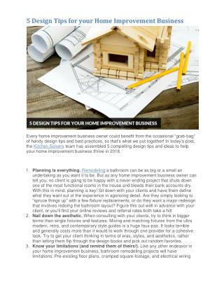 5 Design Tips for your Home Improvement Business