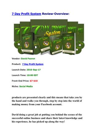 7 Day Profit System Review
