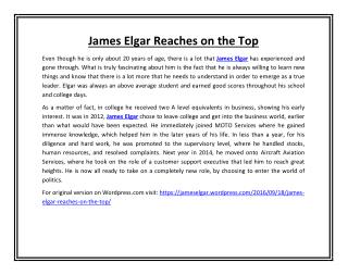 James Elgar Reaches on the Top