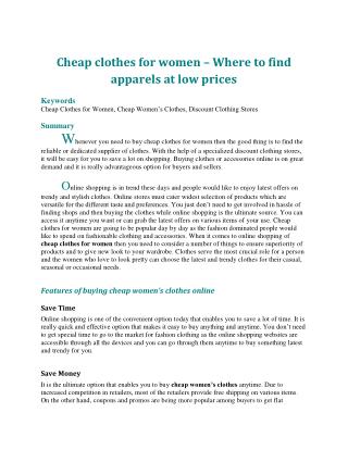 Cheap clothes for women – Where to find apparels at low prices