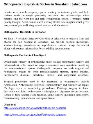 Best Orthopaedic Hospitals & Doctors in Guwahati | Sehat