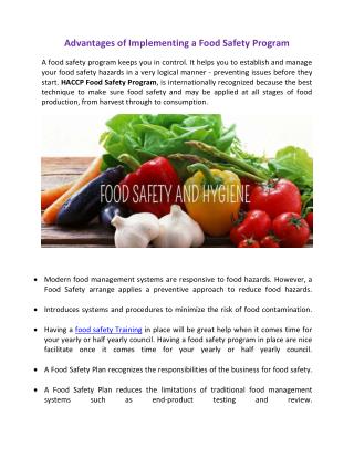 Advantages of Implementing a Food Safety Program