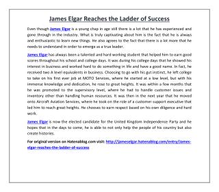 James Elgar Reaches the Ladder of Success