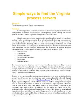 Simple ways to find the Virginia process servers