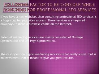 Remember These Points While Searching For Professional SEO services