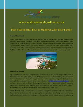 Plan a Wonderful Tour to Maldives with Your Family