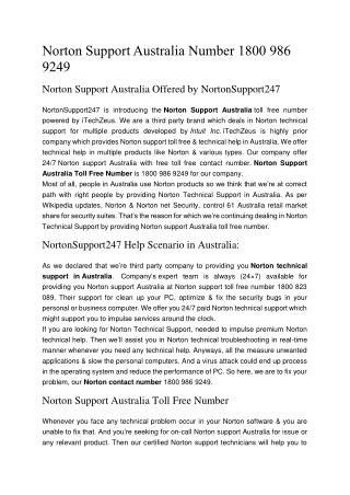 Norton Support in Australia