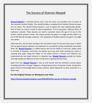 The Success of Shannon Masjedi