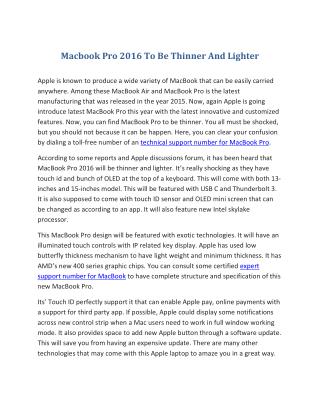 Macbook Pro 2016 To Be Thinner And Lighter