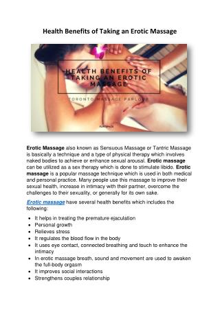 Health Benefits of Taking an Erotic Massage