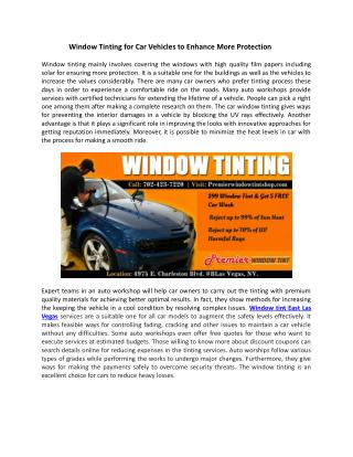 Window Tinting for Car Vehicles to Enhance More Protection