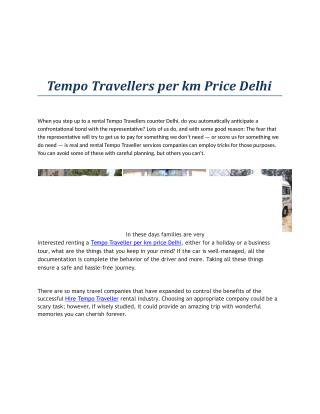 Tempo Traveller per km price Delhi
