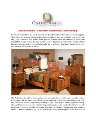 Amish Furniture - A Tradition in Handmade Craftsmanship