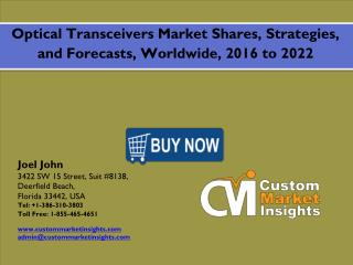 2016-2022 Optical Transceiver Market: Global Industry Demand, Consummation and Forecasts