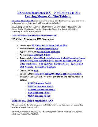 EZ Video Marketer RX review & bonus - I was Shocked!