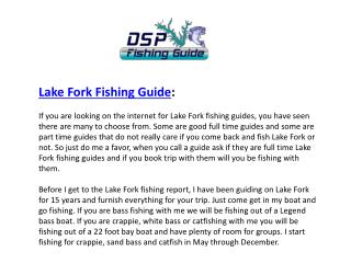 Lake Fork Fishing Guide
