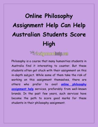 Online Philosophy Assignment Help Can Help Australian Students Score High