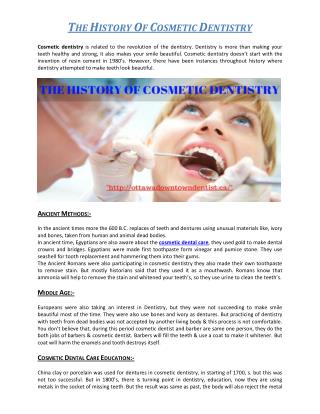 THE HISTORY OF COSMETIC DENTISTRY
