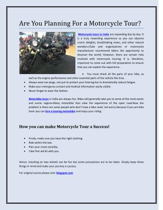 Are You Planning For a Motorcycle Tour?
