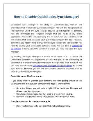 How to Disable QuickBooks Sync Manager?