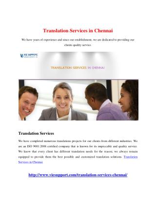 Translation Services in Chennai