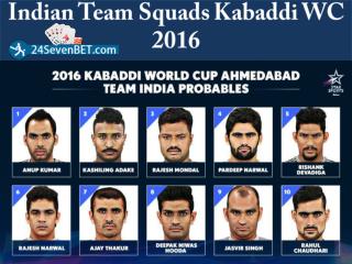 Indian Team Squads Kabaddi WC 2016