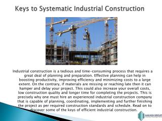 Keys to an Efficient Industrial Construction