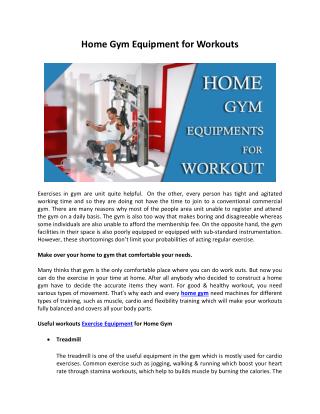 Home Gym Equipment for Workouts
