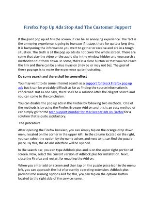 Firefox Pop Up Ads Stop And The Customer Support