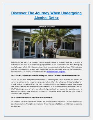 Discover The Journey When Undergoing Alcohol Detox