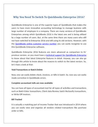 Why You Need To Switch To Quickbooks Enterprise 2016?