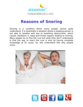 Reasons of Snoring