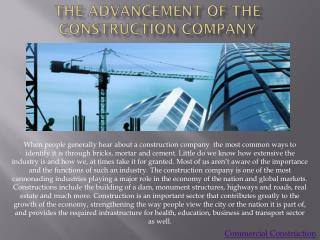 The Advancement of Commercial Construction Company