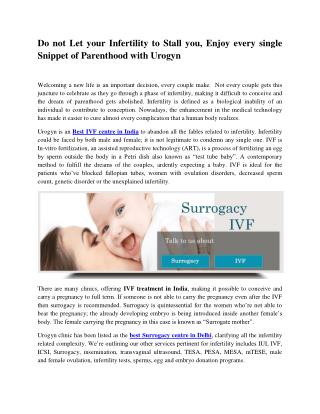 Do not Let your Infertility to Stall you, Enjoy every single Snippet of Parenthood with Urogyn
