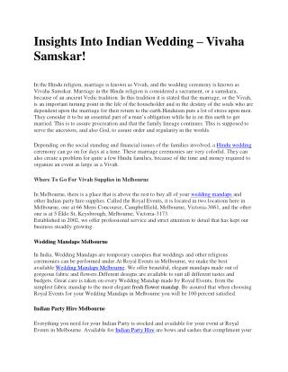 Insights Into Indian Wedding – Vivaha Samskar!