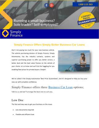 Simply Finance Offers Simply Better Business Car Loans