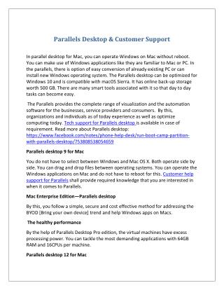 Parallels Desktop & Customer Support