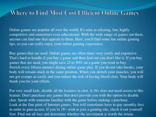 Where to Find Most Cost Efficient Online Games