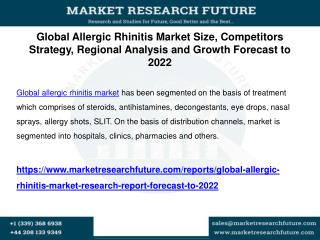 Global Allergic Rhinitis Market Size, Competitors Strategy, Regional Analysis and Growth Forecast to 2022