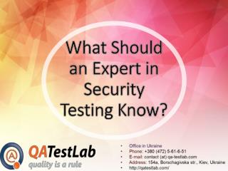 What Should an Expert in Security Testing Know?