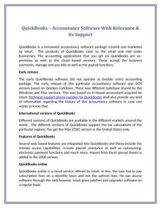 QuickBooks – Accountancy Software With Relevance & Its Support