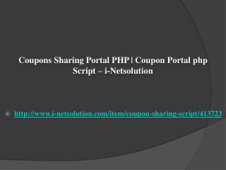 Coupons Sharing Portal PHP | Coupon Portal php Script – i-Netsolution