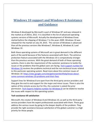 Windows 10 support and windows 8 assistance