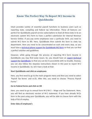 Know The Perfect Way To Report W2 Income In Quickbooks